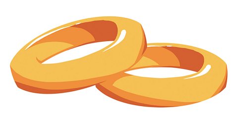 An illustration of two gold rings