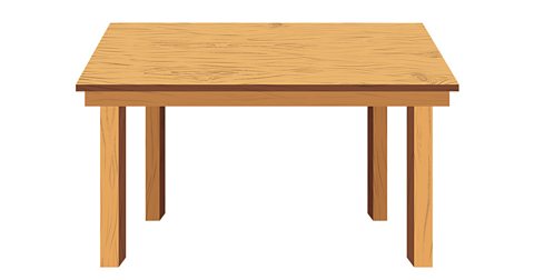 An illustration of a wooden table