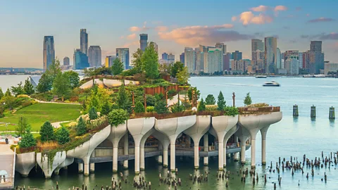 Getty Images The $260m Little Island park now rises from the nubs of Manhattan's commercial piers (Credit: Getty Images)