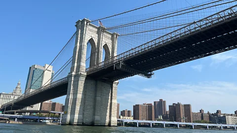 Eliot Stein Paddlers pass under 21 bridges when circumnavigating Manhattan, including the Brooklyn Bridge (Credit: Eliot Stein)