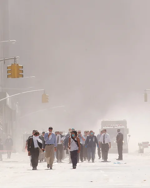 Getty Images As the towers of the World Trade Center collapsed, a huge cloud of dust billowed out across Lower Manhattan (Credit: Getty Images)