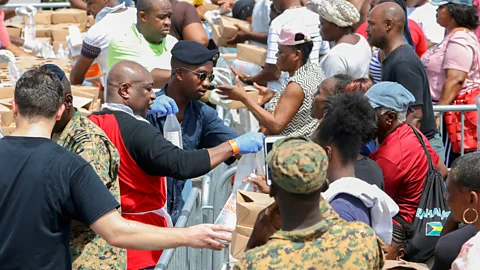 Getty Images In the aftermath of hurricane Dorian, efforts to clear up the devastation in the Bahamas began (Credit: Getty Images)