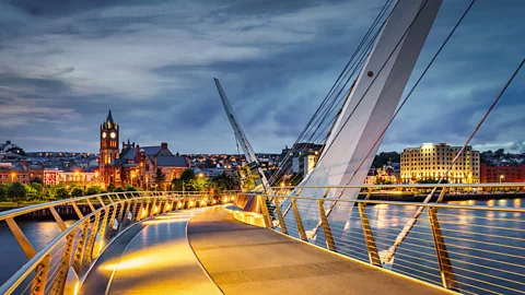 Getty Images Illuminated 'Peace Bridge' over the River Foyle in Derry (Credit: Getty Images)