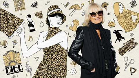 Emmanuel Lafont Barbara Hulanicki with illustrations of Biba fashion elements around her (Credit: Emmanuel Lafont)