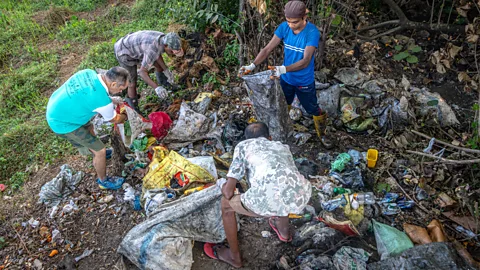 Nazly Ahmed 15 years ago, Colombo's wetlands were degraded and filled with rubbish (Credit: Nazly Ahmed)