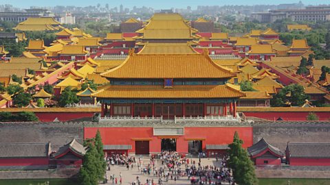An aerial shot of the Forbidden City.