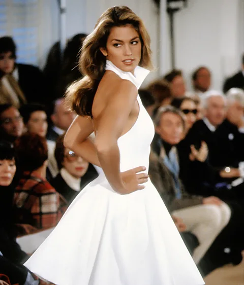 Getty Images Crawford modelando Ralph Lauren durante a New York Fashion Week de 1991 (Crédito: Getty Images)