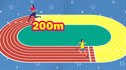 The distance between the two runners on the track is highlighted as 200m 