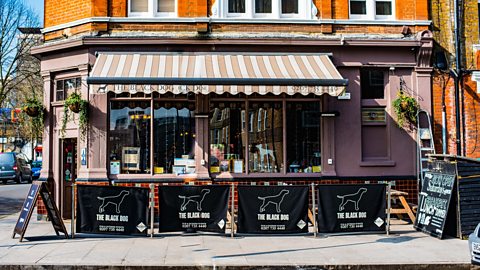 The exterior of The Black Dog pub 