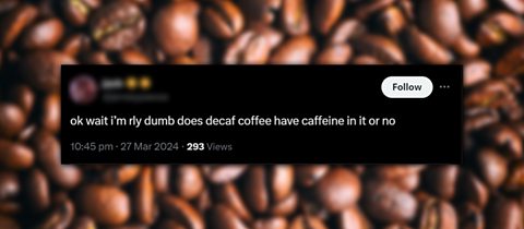 A social media post about decaf coffee