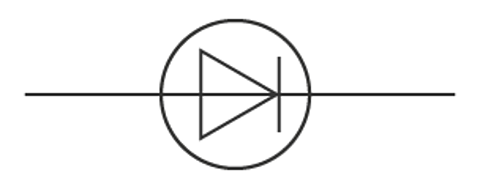 A symbol for a diode in an electric circuit