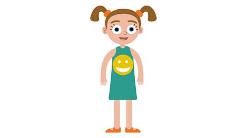 Girl in a dress with a smiley face