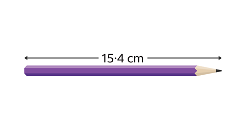 A pencil with length 15.4cm labelled.