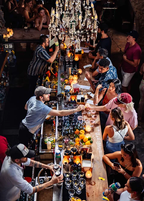 Noah Chang Whisler's on Sixth Street is a laid-back watering hole with a spiral staircase leading up to a secret Mezcal bar (Credit: Noah Chang)