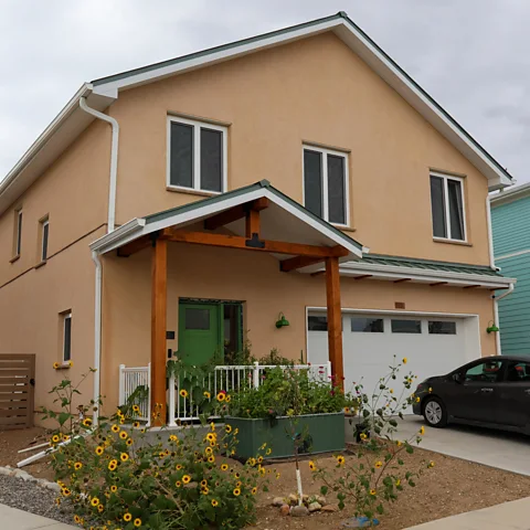 Nick Aspinwall Colorado Earth builds houses using earth blocks, made by mixing dirt with limestone and water (Credit: Nick Aspinwall)