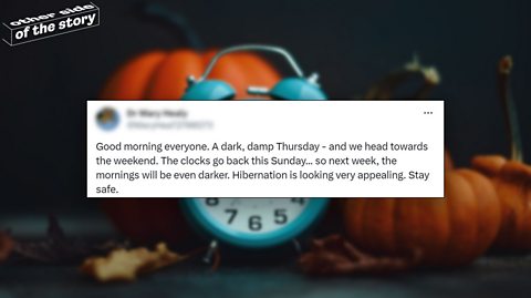 A tweet claiming that the clocks going back will lead to darker mornings.