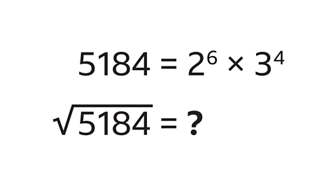 5184 is 2^6 × 3^4. √5184=?