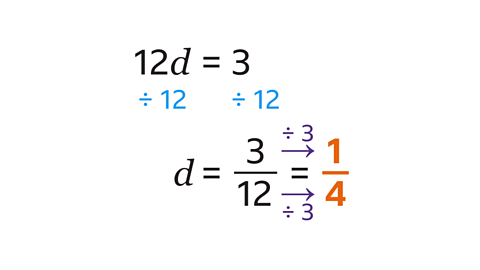 12d=3. d=3/12=1/4.