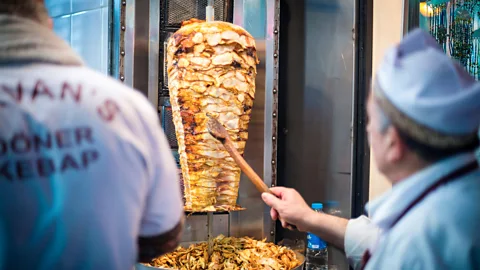 Alamy The traditional Turkish döner kebab is meat served on a plate with rice and salad (Credit: Alamy)