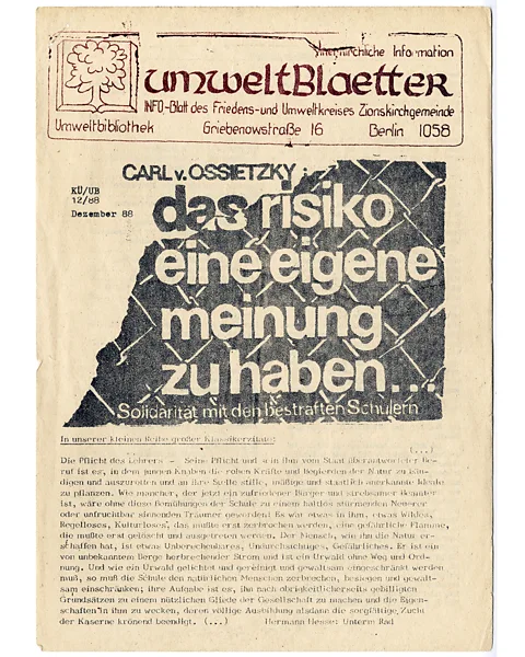 Robert-Havemann-Gesellschaft East Germany's "Umweltblätter" environmental magazine in 1988, with the headline "The risk of having one's own opinion" (Credit: Robert-Havemann-Gesellschaft)