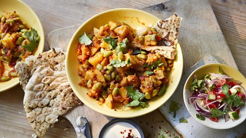 Potato and edamame curry