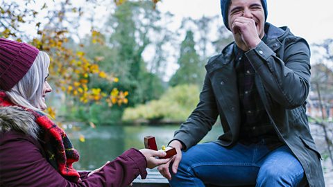 Woman proposing to a man