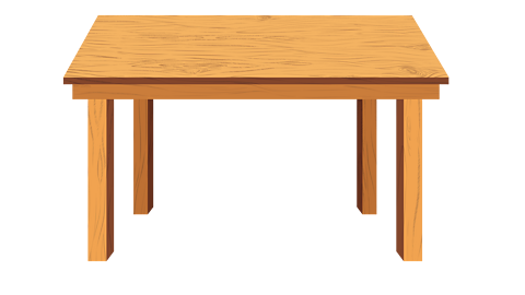 An illustration of a wooden table