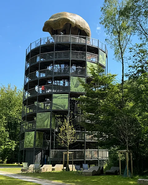 Larry Bleiberg The museum's new "cave view" observation tower led it to be nominated for a European Museum of the Year award this year (Credit: Larry Bleiberg)