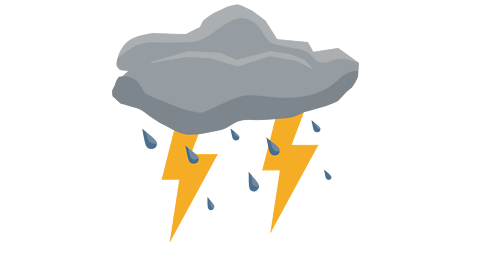 A dark rain cloud with lightning bolts