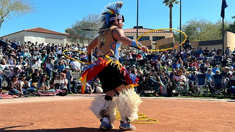 Karen Gardiner Tony Duncan at the 2024 World Championship Hoop Dance Contest (Credit: Karen Gardiner)