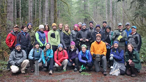 Kyle Noble Volunteers on the hunt for missing Pacific martens "had to ski or snowshoe in", says Betsy Howell (Credit: Kyle Noble)