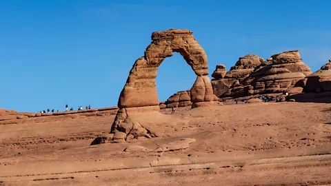 Getty Images The constant action of water and sand can create iconic shapes such as the Delicate Arch found at Arches National Park in Utah (Credit: Getty Images)