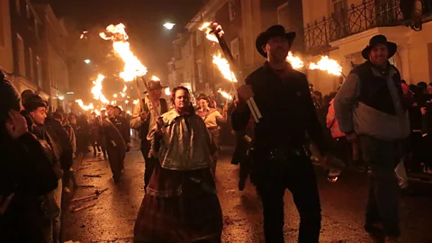 Getty Images The Bonfire Night celebrations in Lewes are the biggest and oldest in Britain (Credit: Getty Images)