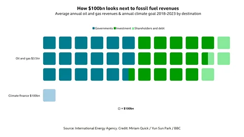 Miriam Quick / Yun Sun Park / BBC Around 50% of oil and gas revenues go to governments, 40% into new investment and 10% to shareholders and debt repayments. (Credit: Miriam Quick / Yun Sun Park / BBC)