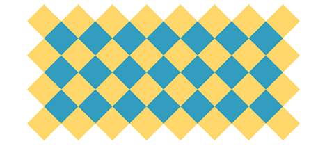 Squares forming a tessellating pattern. The squares sit diagonally on top of each other making 7 rows of squares.
