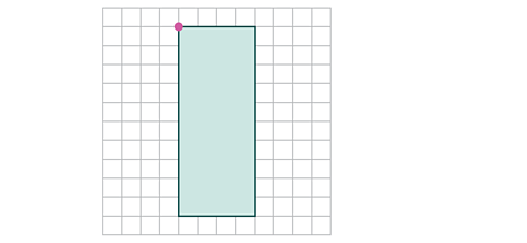 Vertical rectangle on a grid with a dot in the top left hand corner