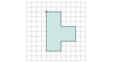 Rectilinear shape on a grid with a dot in the top left hand corner