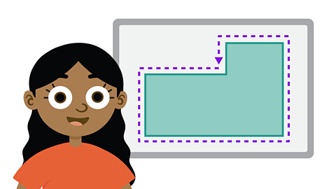 character looking at perimeter round a shape