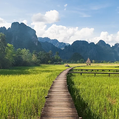 Getty Images The town is surrounded by idyllic rice paddies and soaring mountains (Credit: Getty Images)