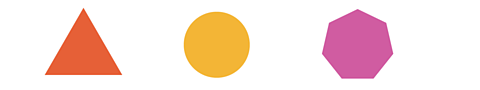 A triangle, circle and heptagon