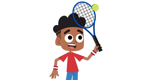 A young child hitting a tennis ball with a racquet