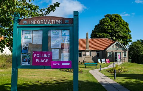 Athelstaneford village hall polling station on general election day 2024.