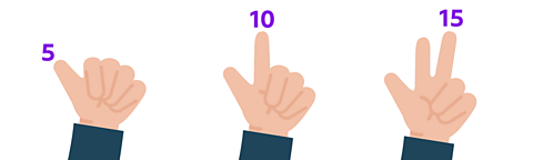 A boy counting 5, 10 and 15 on his fingers