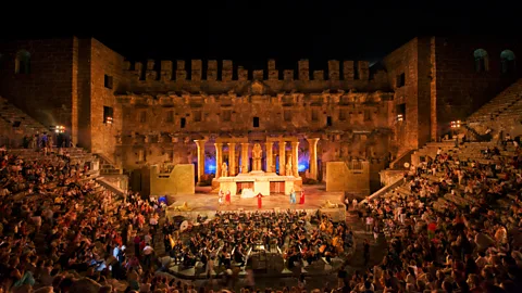 Getty Images Visit the ancient Roman city of Aspendos to find aqueducts, Roman baths and the wonderfully preserved Aspendos Theatre that still hosts performances today (Credit: Getty Images)