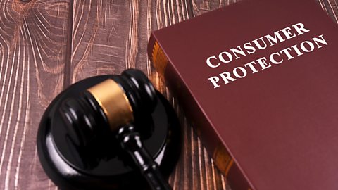 Gavel and Block a book beside it saying consumer protection.