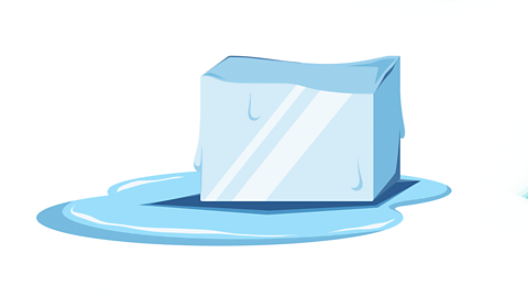 An illustration of an ice cube melting