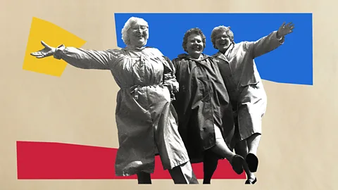 Javier Hirschfeld/ BBC/ Getty Images A collage showing three older women smiling and standing together