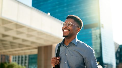 man outside smiling after a good appraisal