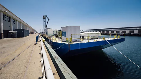 Equatic Equatic's pilot plant sits on a barge in the Port of Los Angeles (Credit: Equatic)