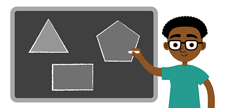 Kevin an equilateral triangle, a regular pentagon and a rectangle